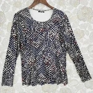 Olsen Long sleeve Shirt Scoop neck Printed Women's M - 12